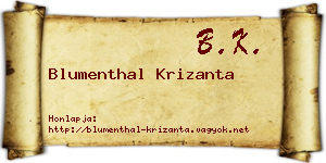 Blumenthal Krizanta névjegykártya